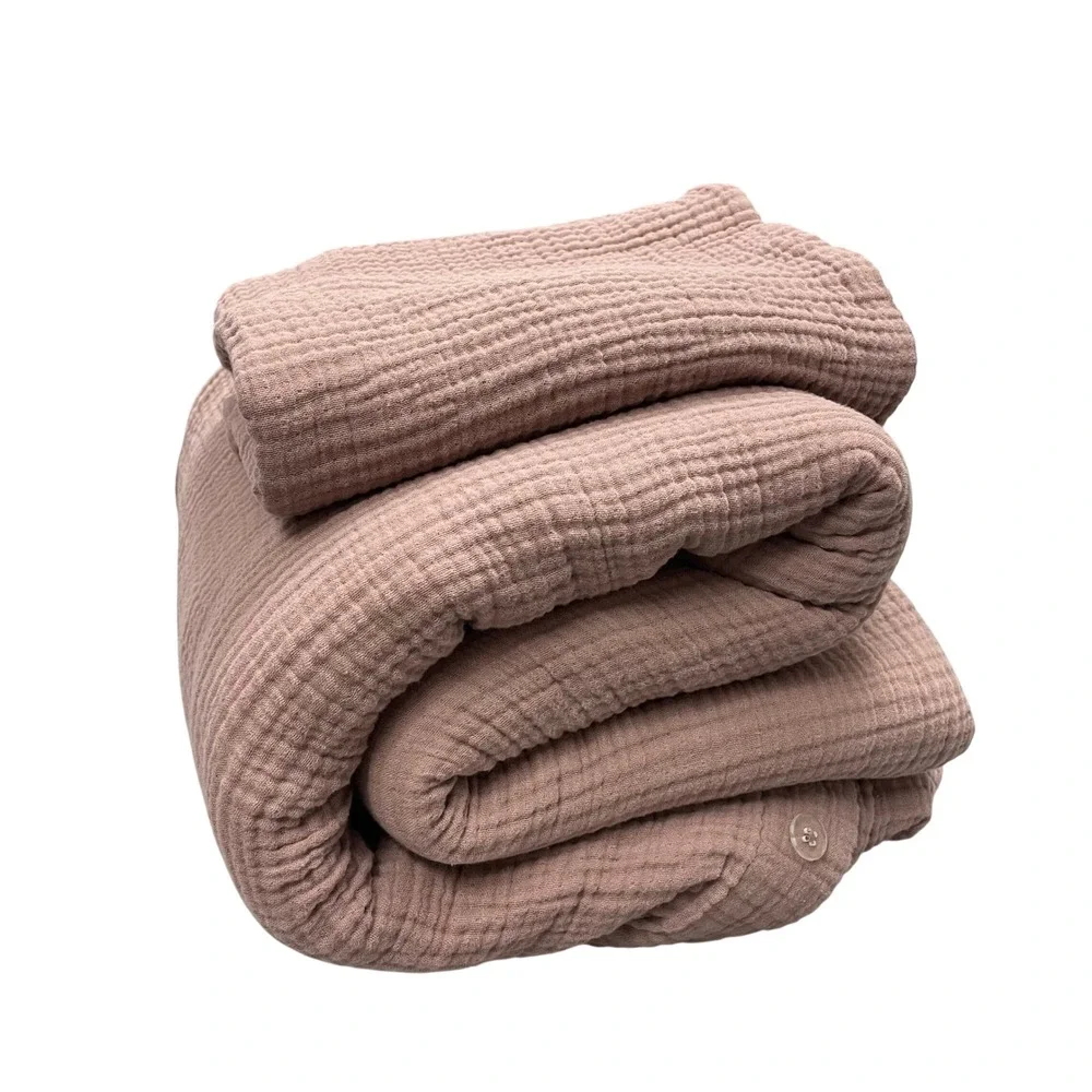 QUINCE Organic Cotton Gauze Twin Duvet Cover + Only One Sham Mauve Pink